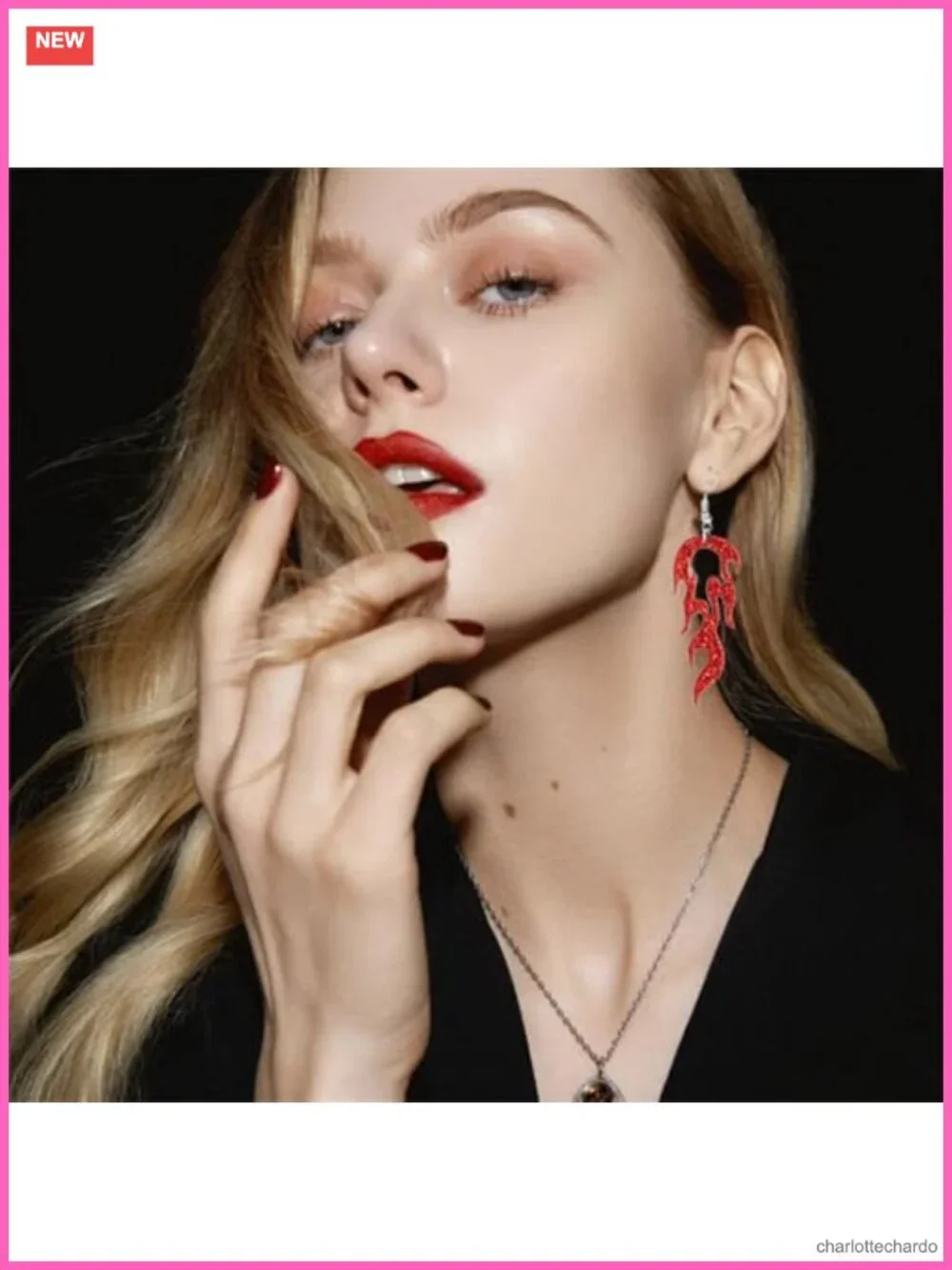 Flame Fire Geometric Drop Dangle Earrings Gothic Cosplay Halloween Jewelry